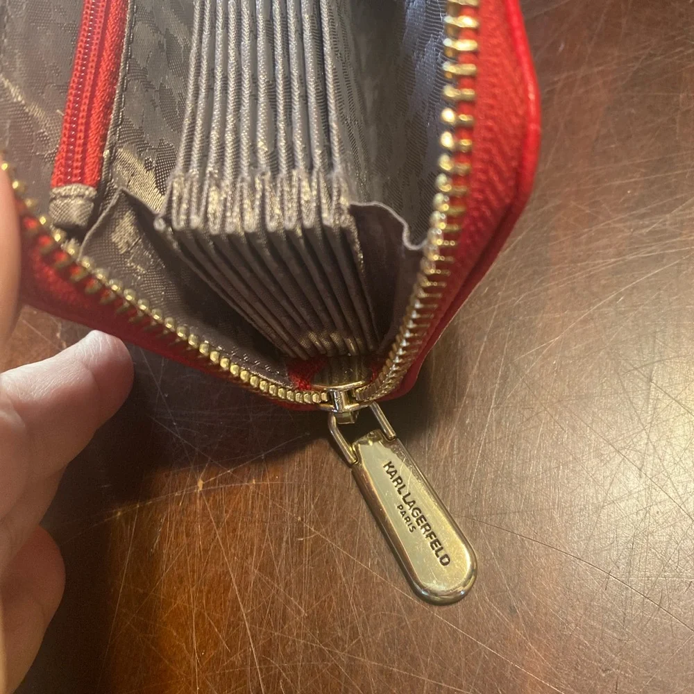 Karl Lagerfeld Red Wallet with Cat Patch